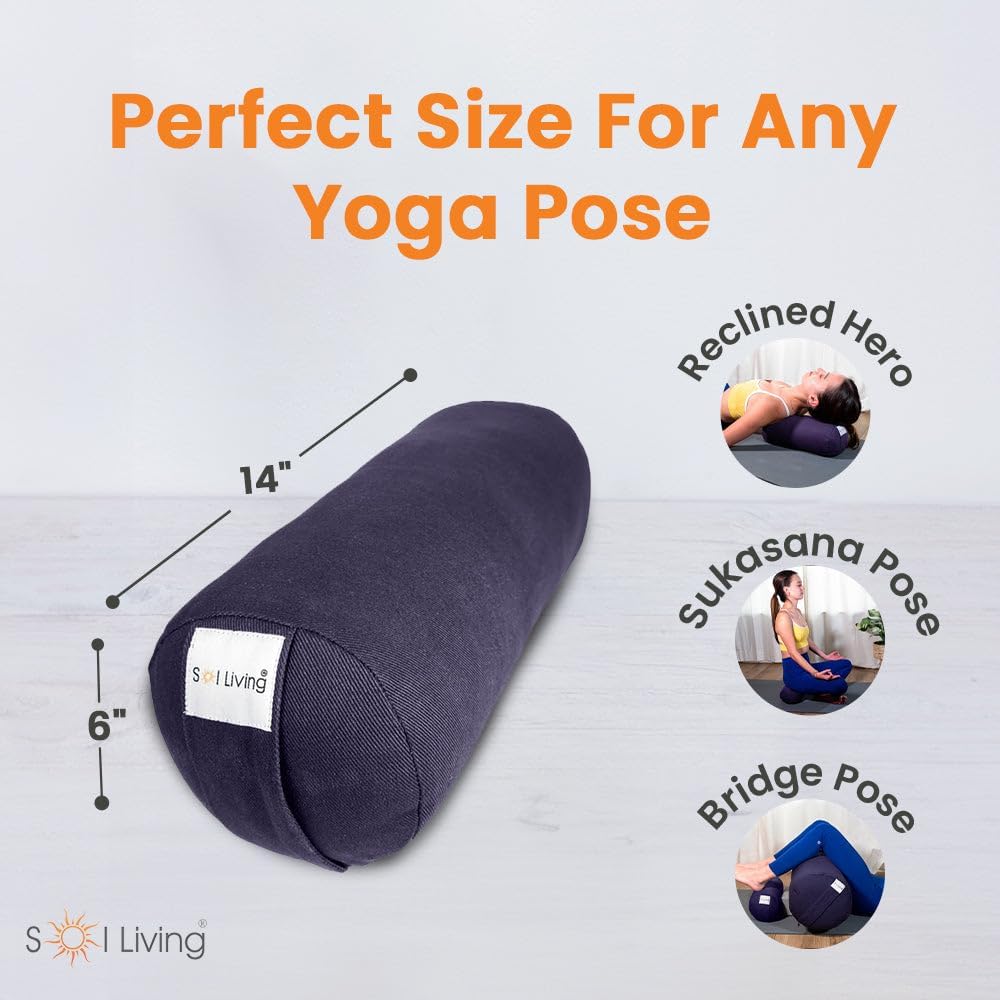 Cylindrical Yoga Bolster Meditation Pillow, Extra Firm Cotton