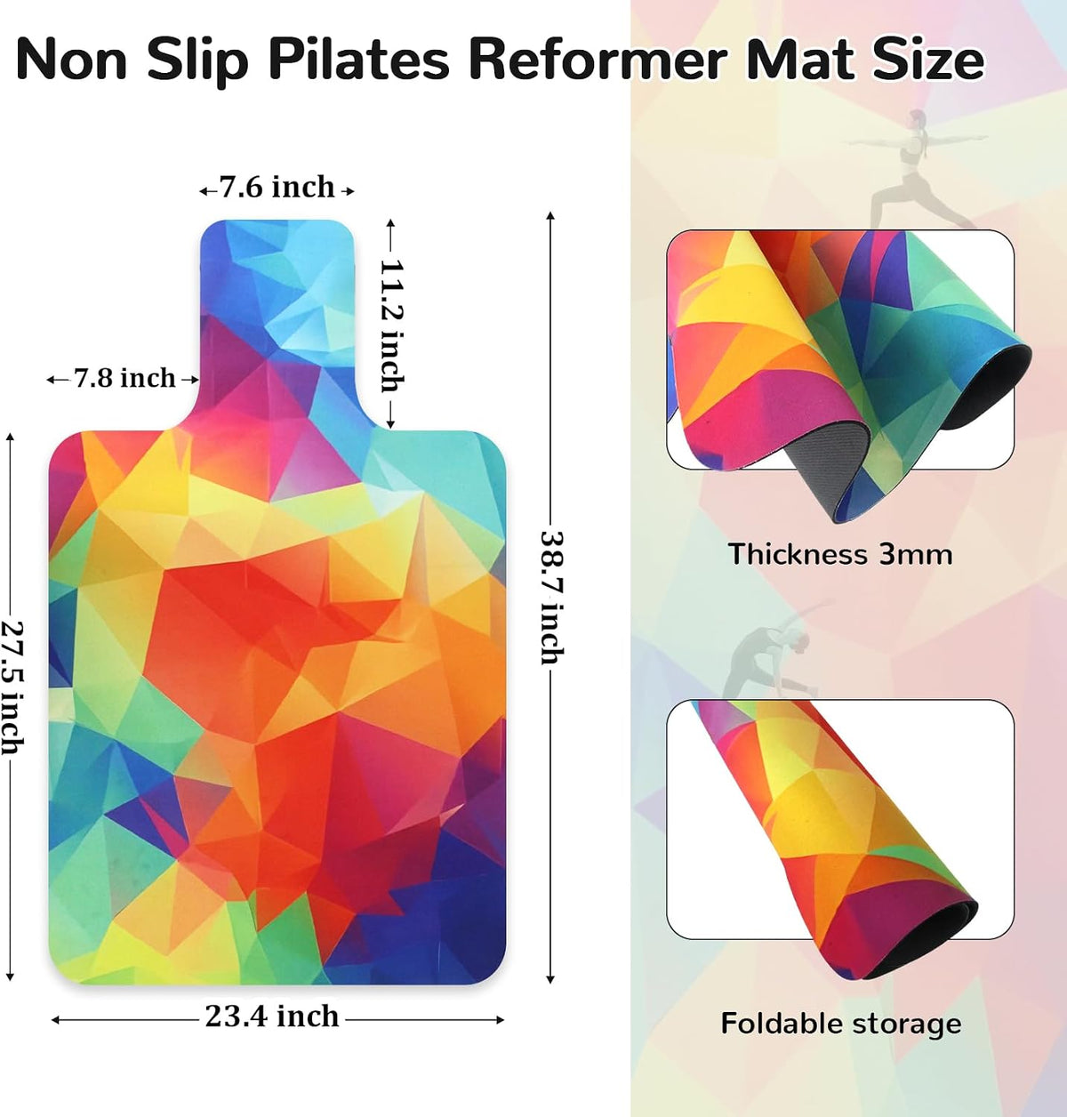 Non-Slip Pilates Reformer Mat Cover, 39 x 23” Pilates Towel Mat