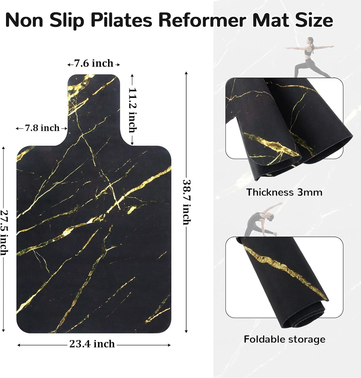 Non-Slip Pilates Reformer Mat Cover, 39 x 23” Pilates Towel Mat