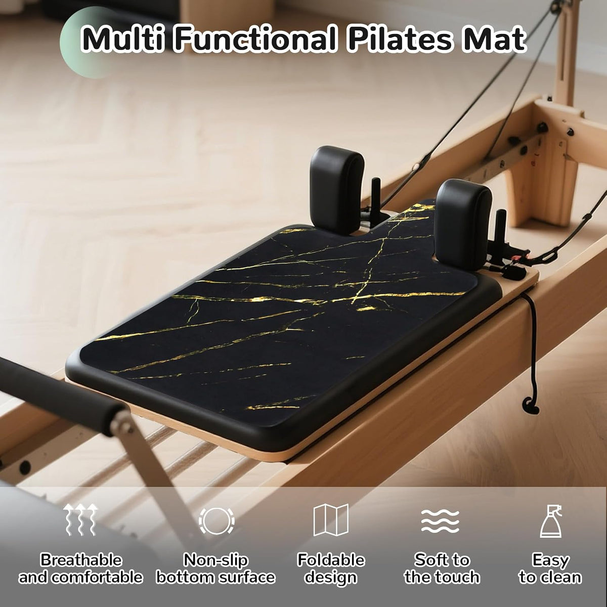 Non-Slip Pilates Reformer Mat Cover, 39 x 23” Pilates Towel Mat