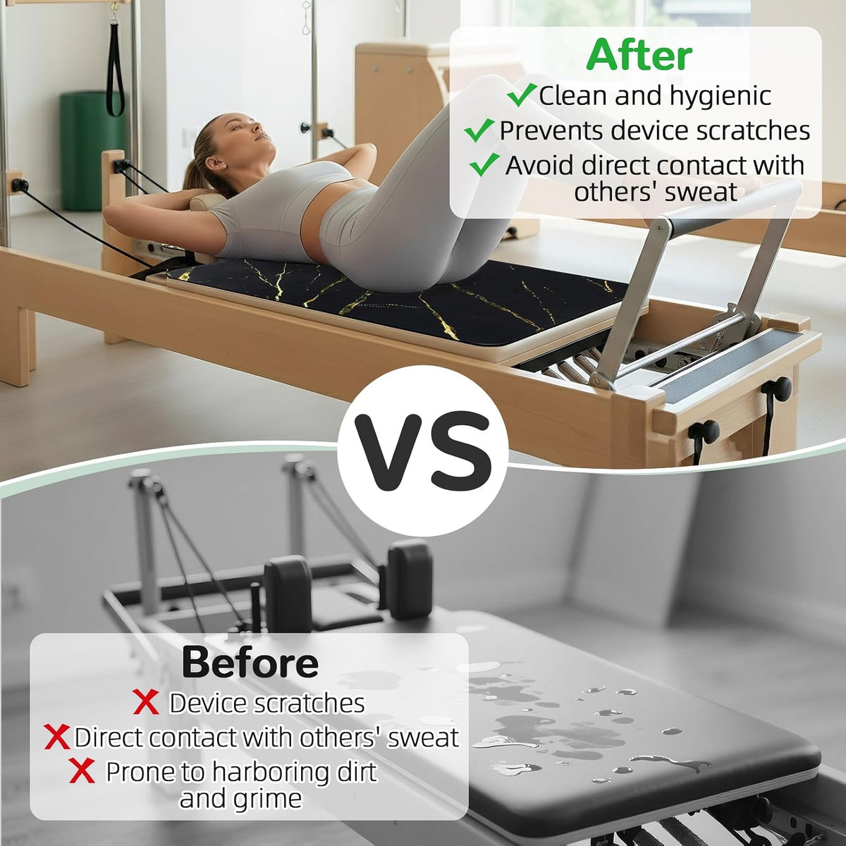 Non-Slip Pilates Reformer Mat Cover, 39 x 23” Pilates Towel Mat