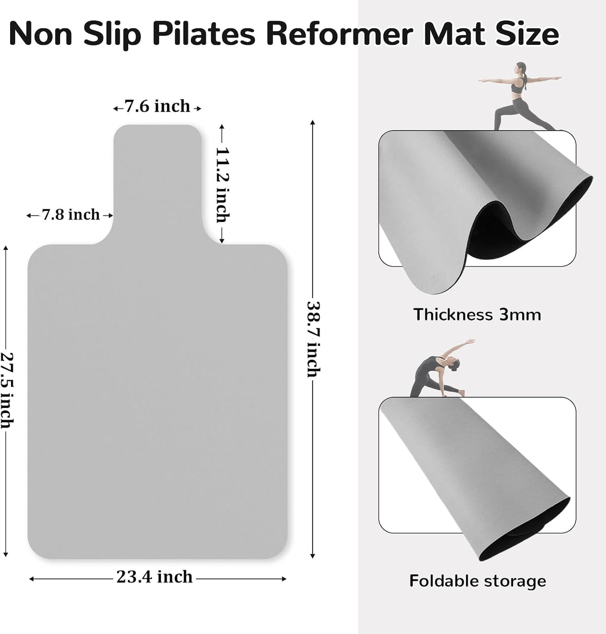 Non-Slip Pilates Reformer Mat Cover, 39 x 23” Pilates Towel Mat