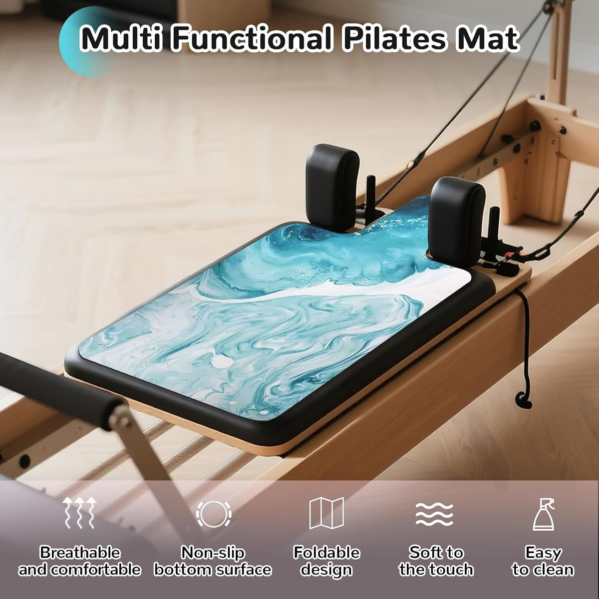 Non-Slip Pilates Reformer Mat Cover, 39 x 23” Pilates Towel Mat