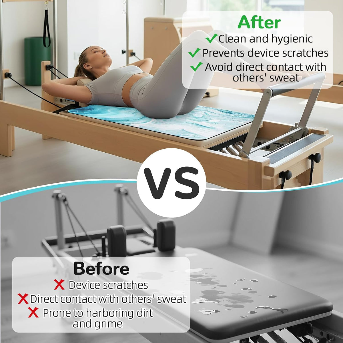 Non-Slip Pilates Reformer Mat Cover, 39 x 23” Pilates Towel Mat