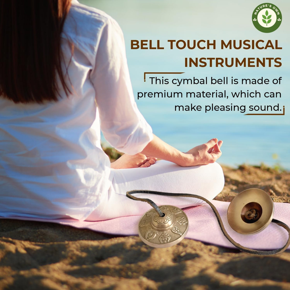 Tibetan Tingsha Bells Cymbals Meditation Chime Bells, 6.3 cm Percussion Instrument, with Cloth Bag, Embossed 8 Lucky Symbols, Ideal for Yoga, Mindfulness, Spiritual Healing, and Sound Therapy