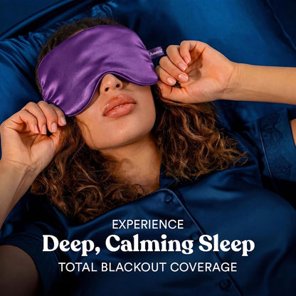 ASUTRA Silk Eye Pillow for Sleep, Purple - Filled w/Lavender (One Size)