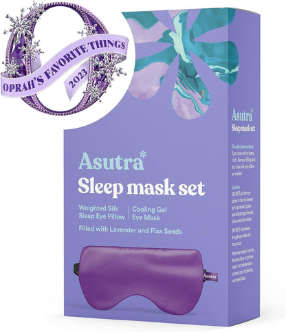 ASUTRA Silk Eye Pillow for Sleep, Purple - Filled w/Lavender (One Size)