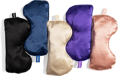ASUTRA Silk Eye Pillow for Sleep, Purple - Filled w/Lavender (One Size)