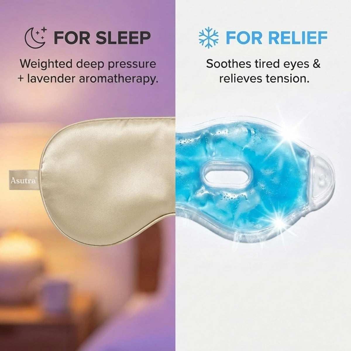 ASUTRA Silk Eye Pillow for Sleep, Purple - Filled w/Lavender (One Size)