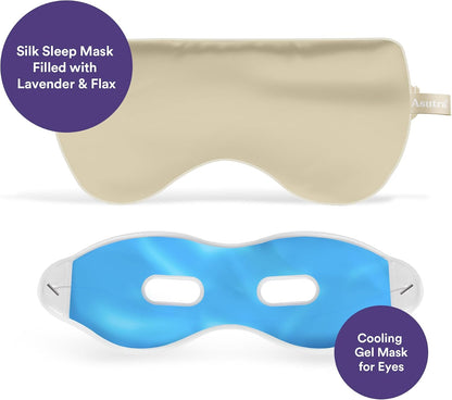 ASUTRA Silk Eye Pillow for Sleep, Purple - Filled w/Lavender (One Size)