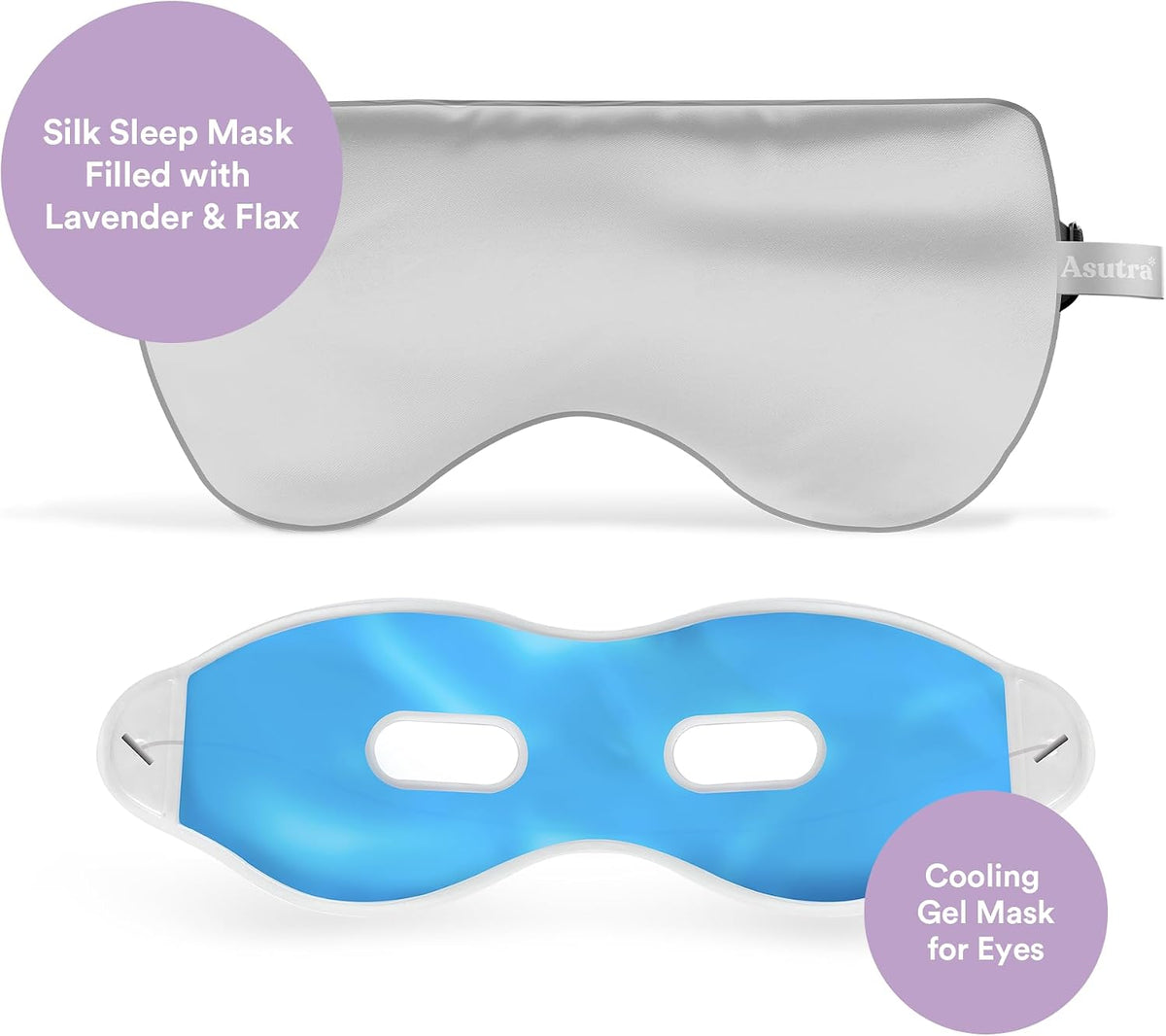 ASUTRA Silk Eye Pillow for Sleep, Purple - Filled w/Lavender (One Size)