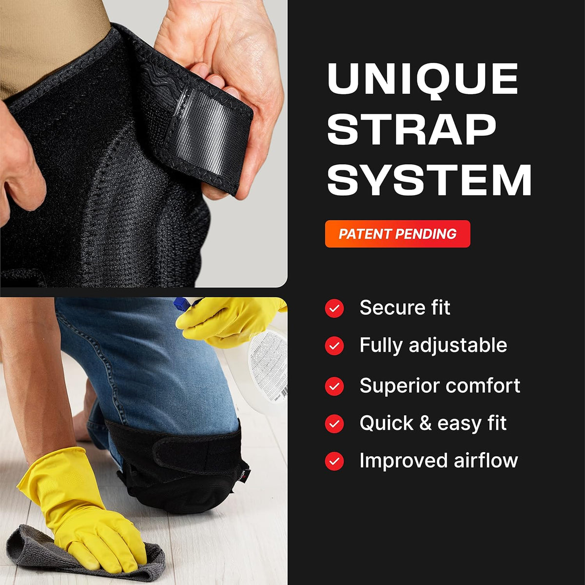 Gel Knee Pads for Men and Women with Soft Foam Cushion — Waterproof Anti-Slip Cap and Easy to Use, Adjustable Non-Slip Straps — Durable, Lightweight Design — Perfect for Gardening Work
