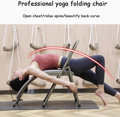Yoga Auxiliary Chair Backless Yoga Chair Portable Folding Yoga Chair with Non-Slip Feet Covers for Flexibility Strength Balance Handstand Training