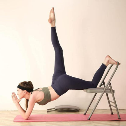 Yoga Auxiliary Chair Backless Yoga Chair Portable Folding Yoga Chair with Non-Slip Feet Covers for Flexibility Strength Balance Handstand Training