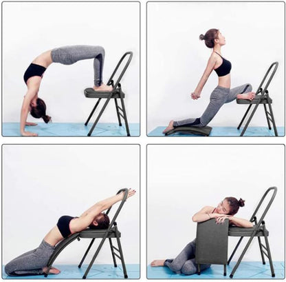 Yoga Auxiliary Chair Backless Yoga Chair Portable Folding Yoga Chair with Non-Slip Feet Covers for Flexibility Strength Balance Handstand Training