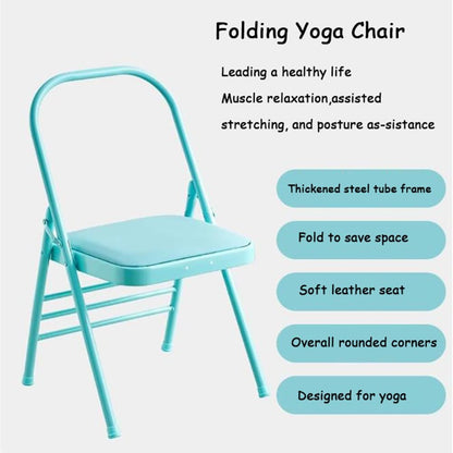 Yoga Auxiliary Chair Backless Yoga Chair Portable Folding Yoga Chair with Non-Slip Feet Covers for Flexibility Strength Balance Handstand Training