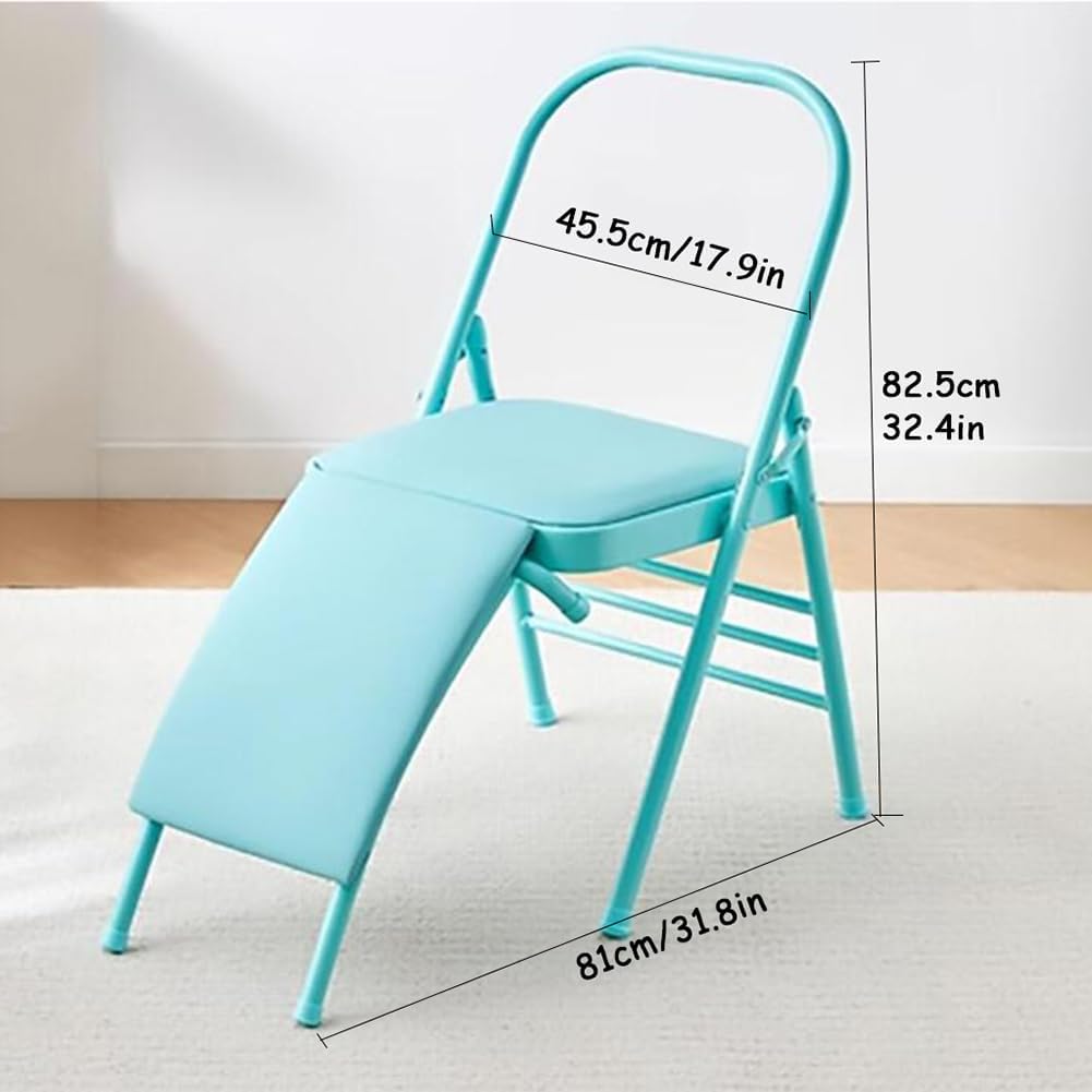 Yoga Auxiliary Chair Backless Yoga Chair Portable Folding Yoga Chair with Non-Slip Feet Covers for Flexibility Strength Balance Handstand Training