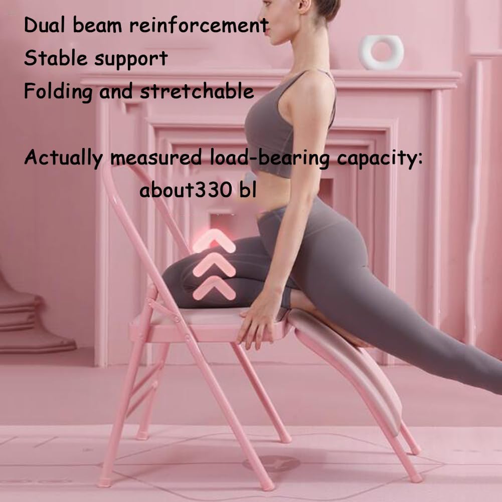 Yoga Auxiliary Chair Backless Yoga Chair Portable Folding Yoga Chair with Non-Slip Feet Covers for Flexibility Strength Balance Handstand Training