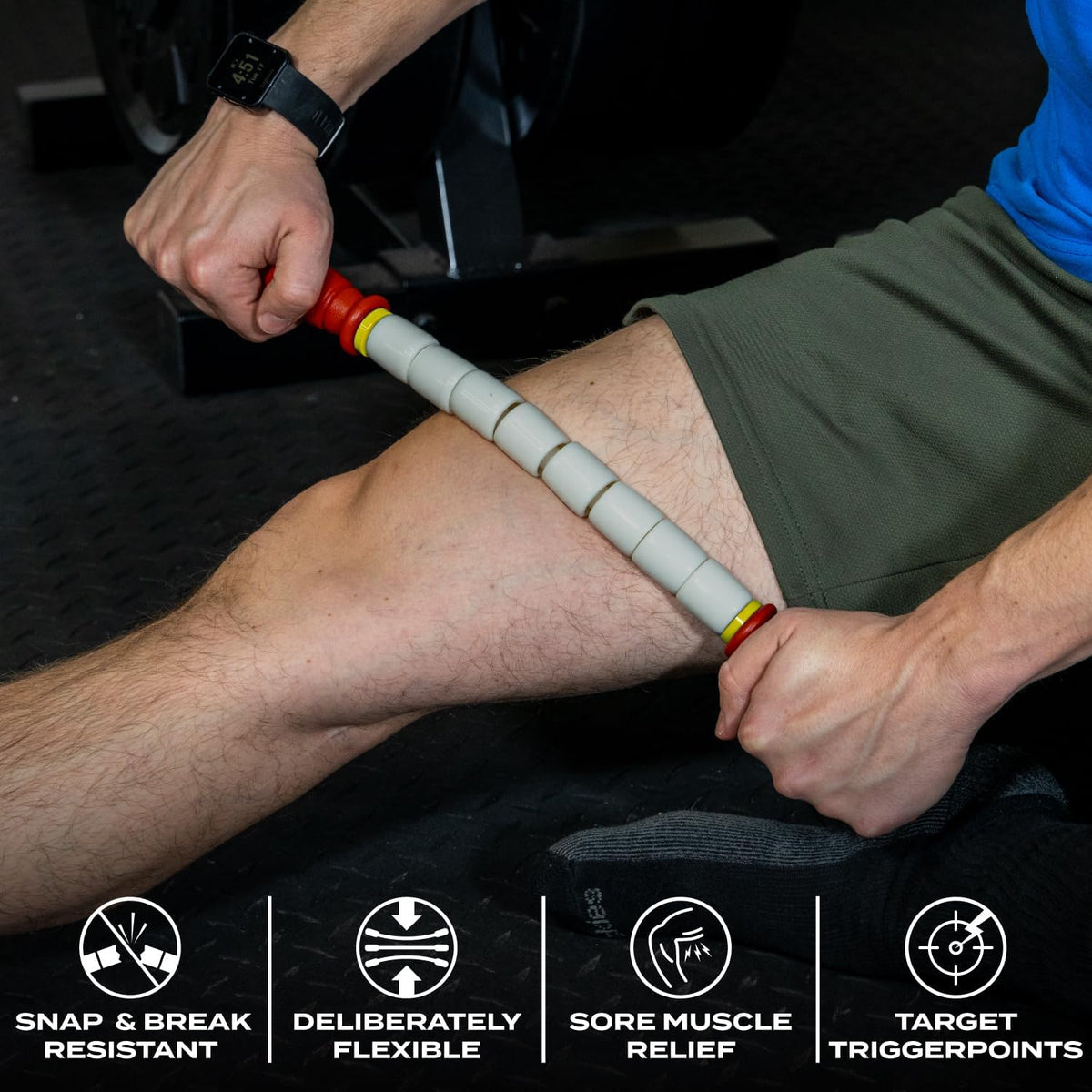 Massage Stick 24" Handheld Spindle Massage Roller - Full Body Muscle Recovery & Myofascial Release (Large - 24" Massage Stick)