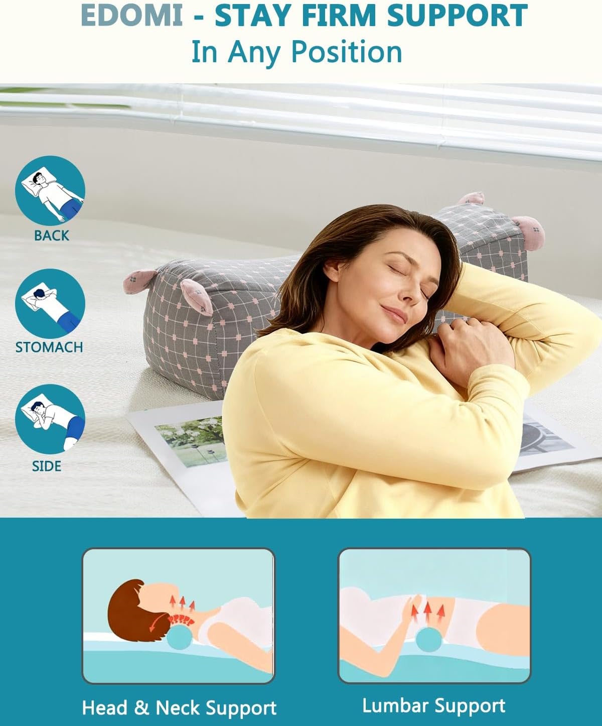 Buckwheat Pillow for Sleeping - Adjustable Buckwheat Hull Pillow for Neck Support, 16.5" x6.3” Cervical Roll Pillow, Firm Cylinder Bolster for Pain Relief, Yoga, Lumbar Support