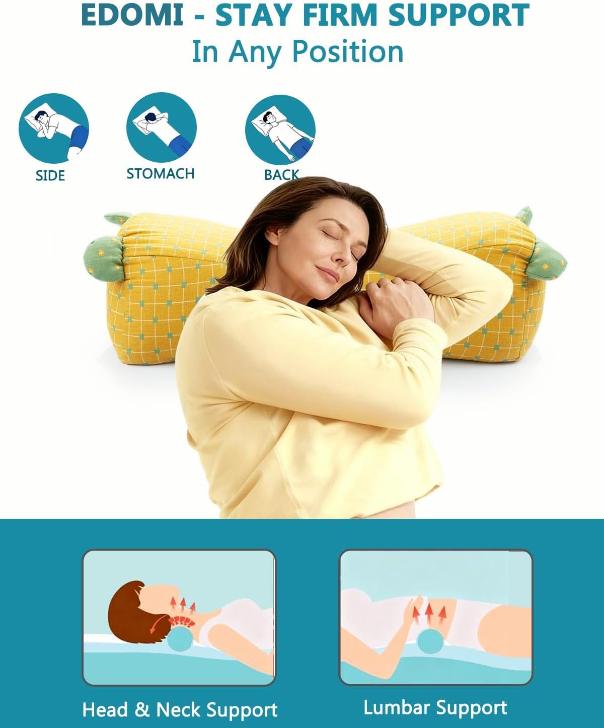 Buckwheat Pillow for Sleeping - Adjustable Buckwheat Hull Pillow for Neck Support, 16.5" x6.3” Cervical Roll Pillow, Firm Cylinder Bolster for Pain Relief, Yoga, Lumbar Support