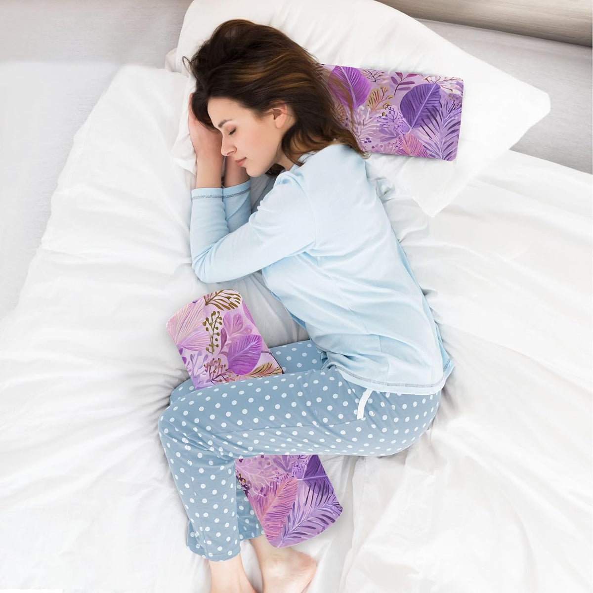 c Neck Roll Pillow Bolster Round Health Memory Foam Long Cervical Cylinder Pillows with Removable Washable Cover for Body Bed Legs Back Yoga - Colors B