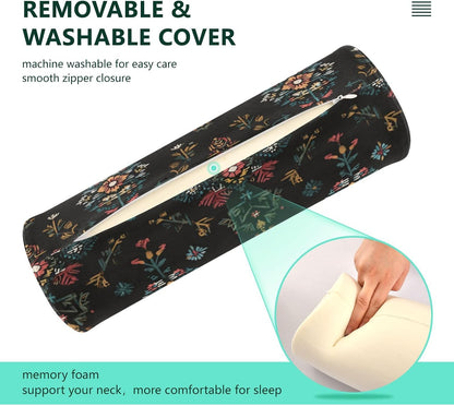c Neck Roll Pillow Bolster Round Health Memory Foam Long Cervical Cylinder Pillows with Removable Washable Cover for Body Bed Legs Back Yoga - Colors B