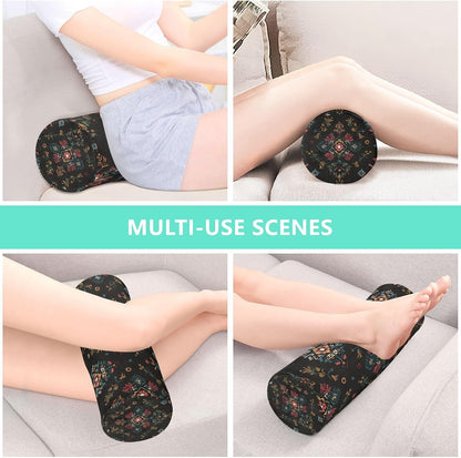 c Neck Roll Pillow Bolster Round Health Memory Foam Long Cervical Cylinder Pillows with Removable Washable Cover for Body Bed Legs Back Yoga - Colors B