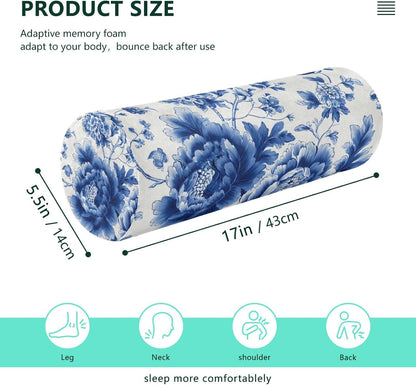 c Neck Roll Pillow Bolster Round Health Memory Foam Long Cervical Cylinder Pillows with Removable Washable Cover for Body Bed Legs Back Yoga - Colors B
