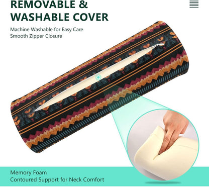 c Neck Roll Pillow Bolster Round Health Memory Foam Long Cervical Cylinder Pillows with Removable Washable Cover for Body Bed Legs Back Yoga - Colors B