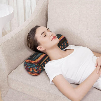 c Neck Roll Pillow Bolster Round Health Memory Foam Long Cervical Cylinder Pillows with Removable Washable Cover for Body Bed Legs Back Yoga - Colors B