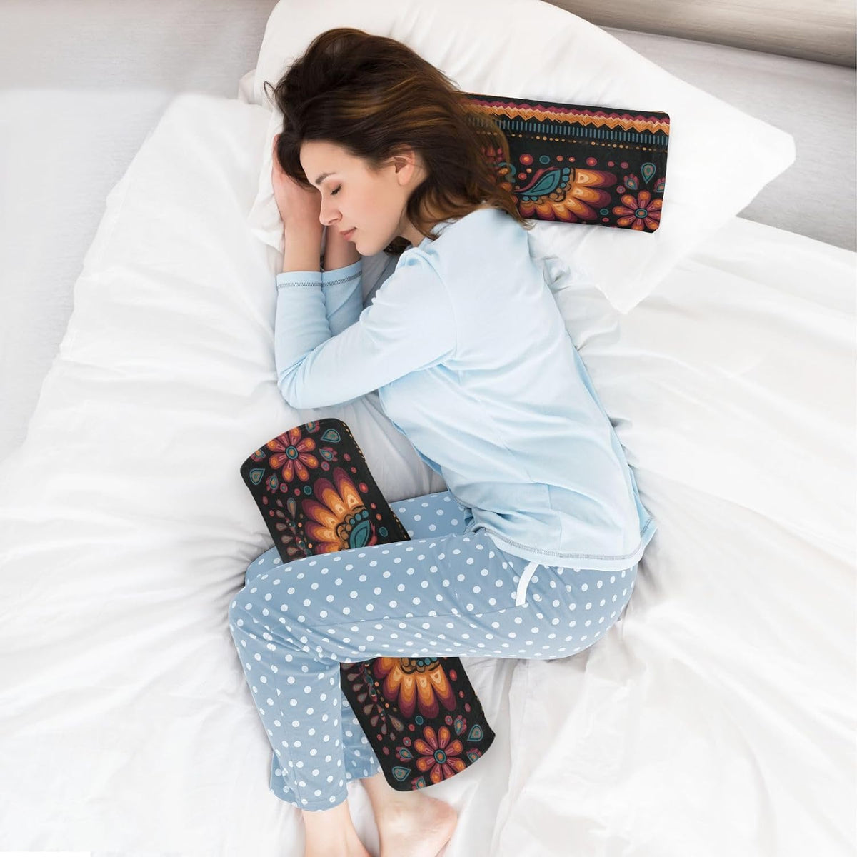 c Neck Roll Pillow Bolster Round Health Memory Foam Long Cervical Cylinder Pillows with Removable Washable Cover for Body Bed Legs Back Yoga - Colors B
