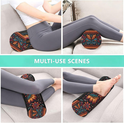 c Neck Roll Pillow Bolster Round Health Memory Foam Long Cervical Cylinder Pillows with Removable Washable Cover for Body Bed Legs Back Yoga - Colors B
