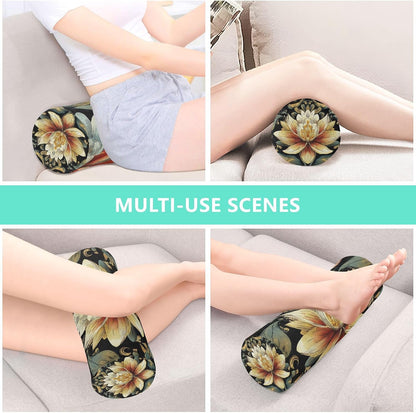 c Neck Roll Pillow Bolster Round Health Memory Foam Long Cervical Cylinder Pillows with Removable Washable Cover for Body Bed Legs Back Yoga - Colors B