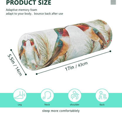 c Neck Roll Pillow Bolster Round Health Memory Foam Long Cervical Cylinder Pillows with Removable Washable Cover for Body Bed Legs Back Yoga - Colors B
