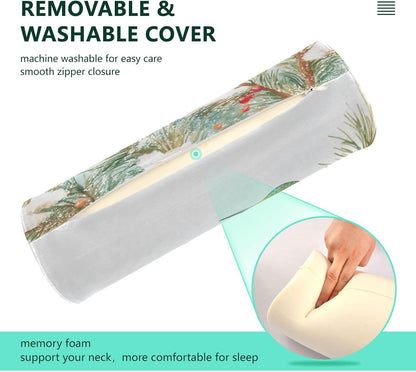 c Neck Roll Pillow Bolster Round Health Memory Foam Long Cervical Cylinder Pillows with Removable Washable Cover for Body Bed Legs Back Yoga - Colors B