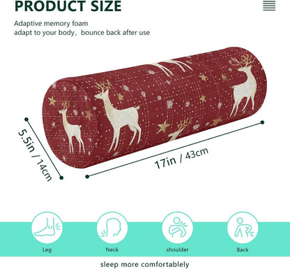c Neck Roll Pillow Bolster Round Health Memory Foam Long Cervical Cylinder Pillows with Removable Washable Cover for Body Bed Legs Back Yoga - Colors B