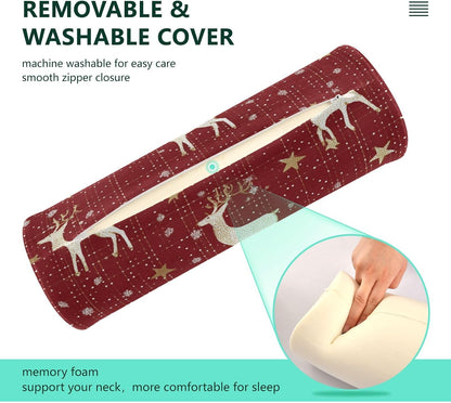 c Neck Roll Pillow Bolster Round Health Memory Foam Long Cervical Cylinder Pillows with Removable Washable Cover for Body Bed Legs Back Yoga - Colors B