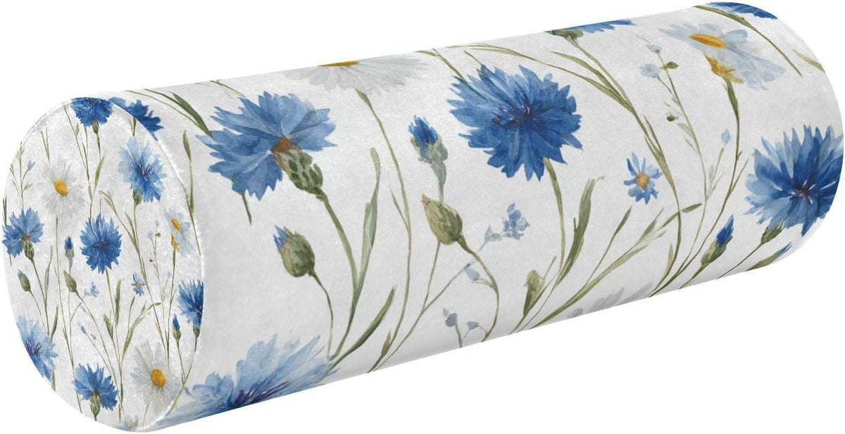 c Neck Roll Pillow Bolster Round Health Memory Foam Long Cervical Cylinder Pillows with Removable Washable Cover for Body Bed Legs Back Yoga - Colors B