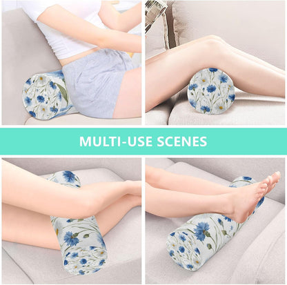 c Neck Roll Pillow Bolster Round Health Memory Foam Long Cervical Cylinder Pillows with Removable Washable Cover for Body Bed Legs Back Yoga - Colors B
