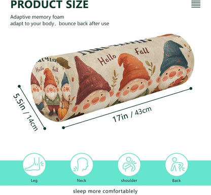 c Neck Roll Pillow Bolster Round Health Memory Foam Long Cervical Cylinder Pillows with Removable Washable Cover for Body Bed Legs Back Yoga - Colors B