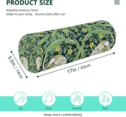 c Neck Roll Pillow Bolster Round Health Memory Foam Long Cervical Cylinder Pillows with Removable Washable Cover for Body Bed Legs Back Yoga - Colors B
