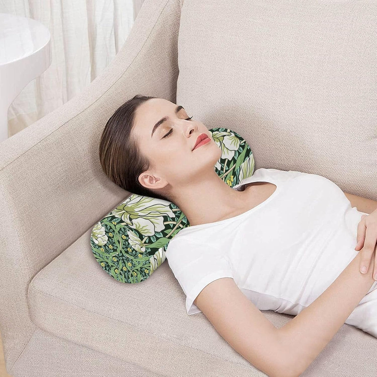 c Neck Roll Pillow Bolster Round Health Memory Foam Long Cervical Cylinder Pillows with Removable Washable Cover for Body Bed Legs Back Yoga - Colors B