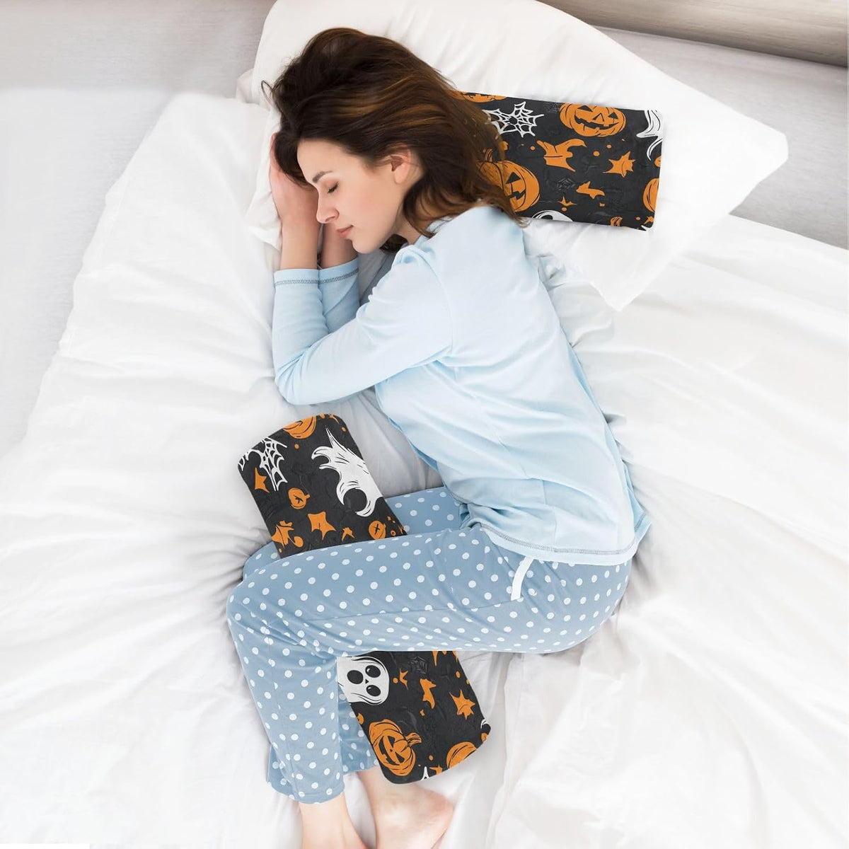 c Neck Roll Pillow Bolster Round Health Memory Foam Long Cervical Cylinder Pillows with Removable Washable Cover for Body Bed Legs Back Yoga - Colors B
