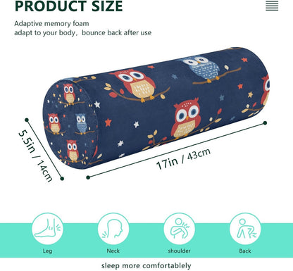 c Neck Roll Pillow Bolster Round Health Memory Foam Long Cervical Cylinder Pillows with Removable Washable Cover for Body Bed Legs Back Yoga - Colors B