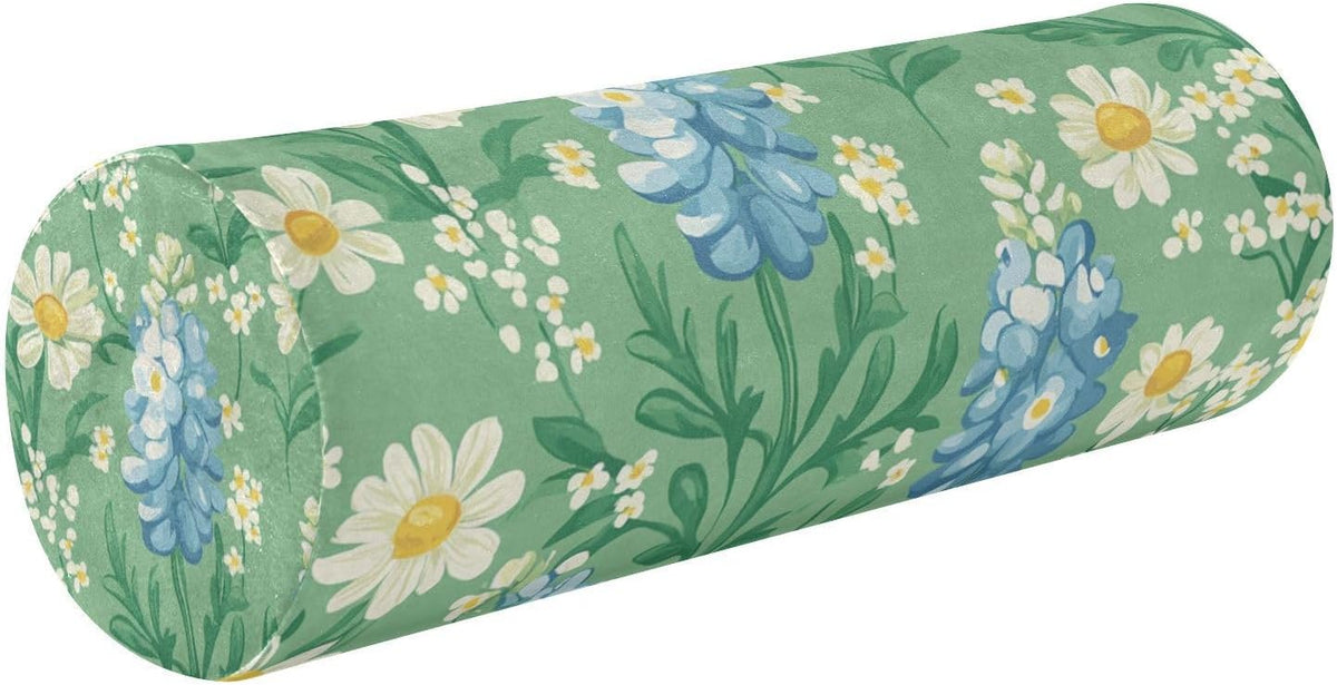 c Neck Roll Pillow Bolster Round Health Memory Foam Long Cervical Cylinder Pillows with Removable Washable Cover for Body Bed Legs Back Yoga - Colors B