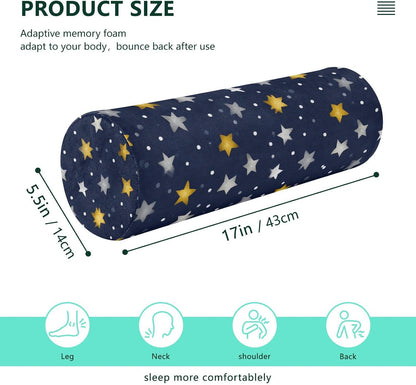 c Neck Roll Pillow Bolster Round Health Memory Foam Long Cervical Cylinder Pillows with Removable Washable Cover for Body Bed Legs Back Yoga - Colors B
