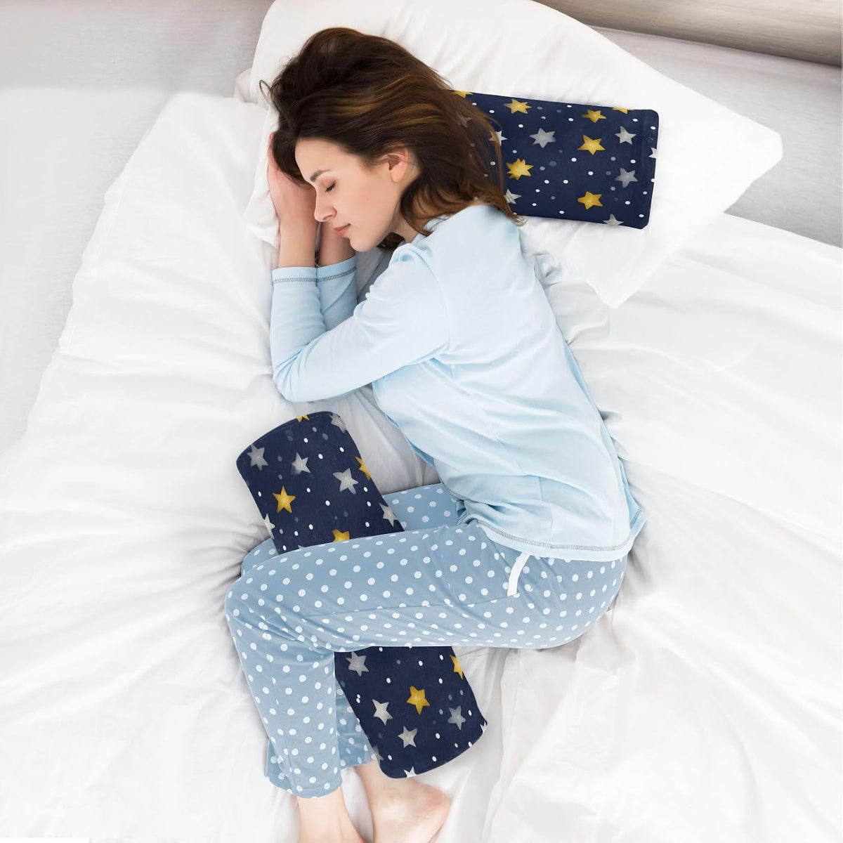 c Neck Roll Pillow Bolster Round Health Memory Foam Long Cervical Cylinder Pillows with Removable Washable Cover for Body Bed Legs Back Yoga - Colors B
