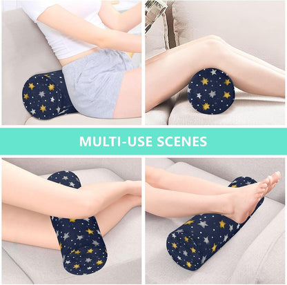 c Neck Roll Pillow Bolster Round Health Memory Foam Long Cervical Cylinder Pillows with Removable Washable Cover for Body Bed Legs Back Yoga - Colors B