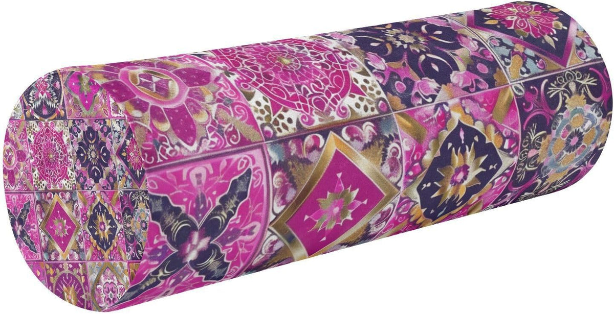 c Neck Roll Pillow Bolster Round Health Memory Foam Long Cervical Cylinder Pillows with Removable Washable Cover for Body Bed Legs Back Yoga - Colors B